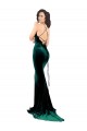 Buy Sleeveless High Neck Low Back Stretch Velvet Mermaid Formal Dress UK