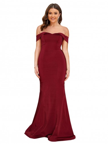 Buy Sleeveless Off the Shoulder Spandex Mermaid Formal Plus Size Formal Dress UK