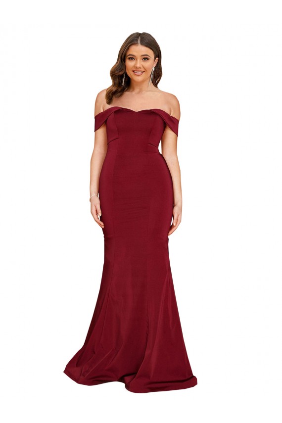 Buy Sleeveless Off the Shoulder Spandex Mermaid Formal Plus Size Formal Dress UK