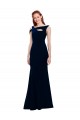 Buy Sleeveless Dark Navy Off the Shoulder Long Stretch Crepe Mermaid Formal Dress UK
