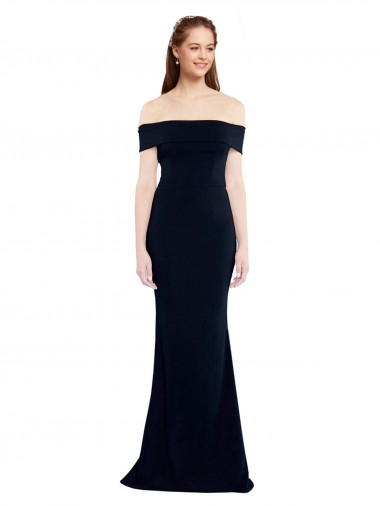 Buy Sleeveless Off the Shoulder Keyhole Back Stretch Crepe Mermaid Formal Dress UK