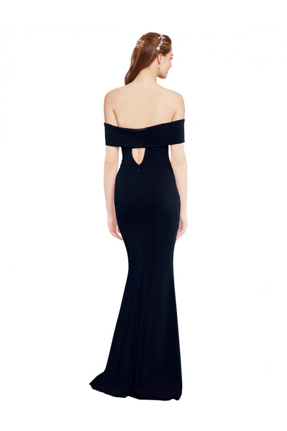 Buy Sleeveless Off the Shoulder Keyhole Back Stretch Crepe Mermaid Formal Dress UK
