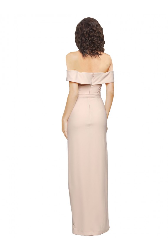 Buy Sleeveless Nude Off the Shoulder Low Back Stretch Crepe Mermaid Formal Dress UK