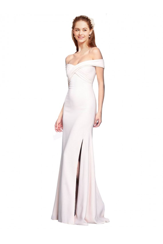 Buy Sleeveless White Off the Shoulder Stretch Crepe Mermaid Formal Dress UK
