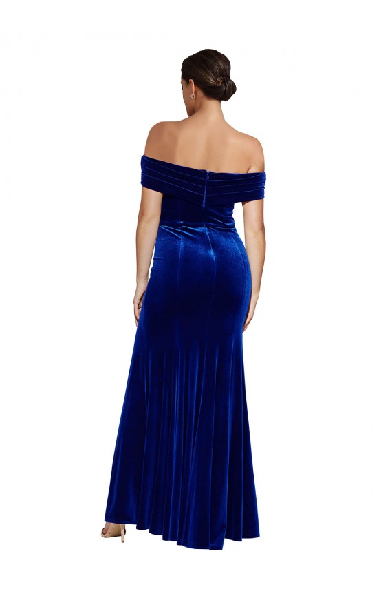 Buy Sleeveless Off the Shoulder Stretch Velvet Mermaid Formal Dress UK