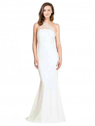 Buy Sleeveless One Shoulder Stretch Crepe & Tulle Mermaid Formal Dress UK