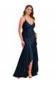 Buy Sleeveless Spaghetti Straps Silky Satin Mermaid High Low Plus Size Formal Dress UK