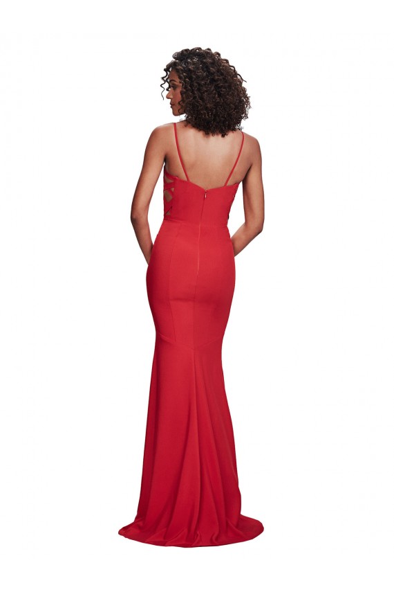 Buy Sleeveless Spaghetti Straps Stretch Crepe Mermaid Formal Gowns UK