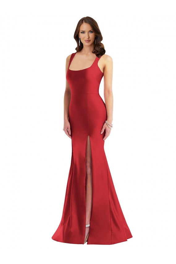 Buy Sleeveless Square Neck Silky Satin Mermaid Formal Plus Size Formal Dress UK