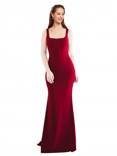 Buy Sleeveless Square Neck Stretch Crepe Mermaid Formal Dress UK
