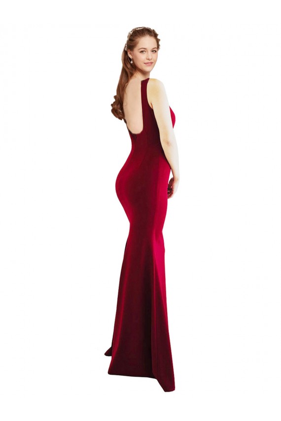 Buy Sleeveless Square Neck Stretch Crepe Mermaid Formal Dress UK