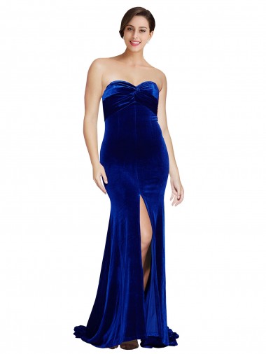 Buy Sleeveless Sweetheart Low Back Stretch Velvet Mermaid Formal Dress UK