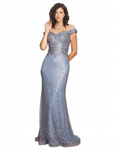 Buy Sleeveless Off the Shoulder Sequin Mermaid Formal Gowns UK