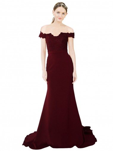 Buy Sleeveless Off the Shoulder V-Back Stretch Crepe & Lace Mermaid Formal Dress UK