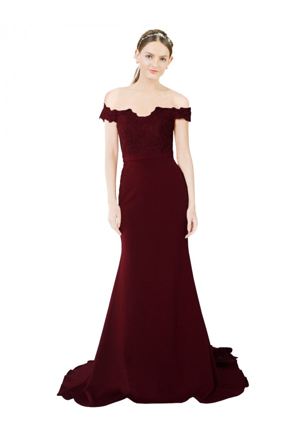 Buy Sleeveless Off the Shoulder V-Back Stretch Crepe & Lace Mermaid Formal Dress UK