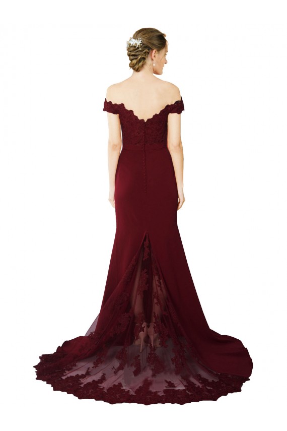 Buy Sleeveless Off the Shoulder V-Back Stretch Crepe & Lace Mermaid Formal Dress UK