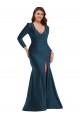 Buy Long Sleeves V-Neck Silky Satin Mermaid Formal Plus Size Formal Dress UK