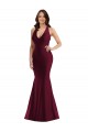 Buy Sleeveless V-Neck Open Back Silky Satin Mermaid Formal Plus Size Formal Dress UK