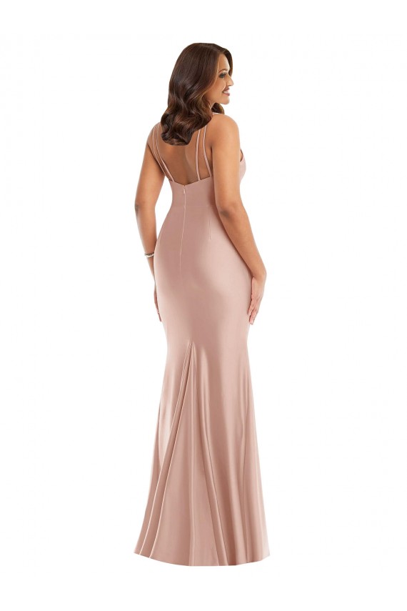 Buy Sleeveless V-Neck Silky Satin Mermaid Formal Plus Size Formal Dress UK