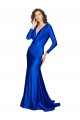 Buy Long Sleeves V-Neck V-Back Silky Satin Mermaid Formal Dress UK