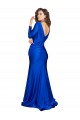 Buy Long Sleeves V-Neck V-Back Silky Satin Mermaid Formal Dress UK
