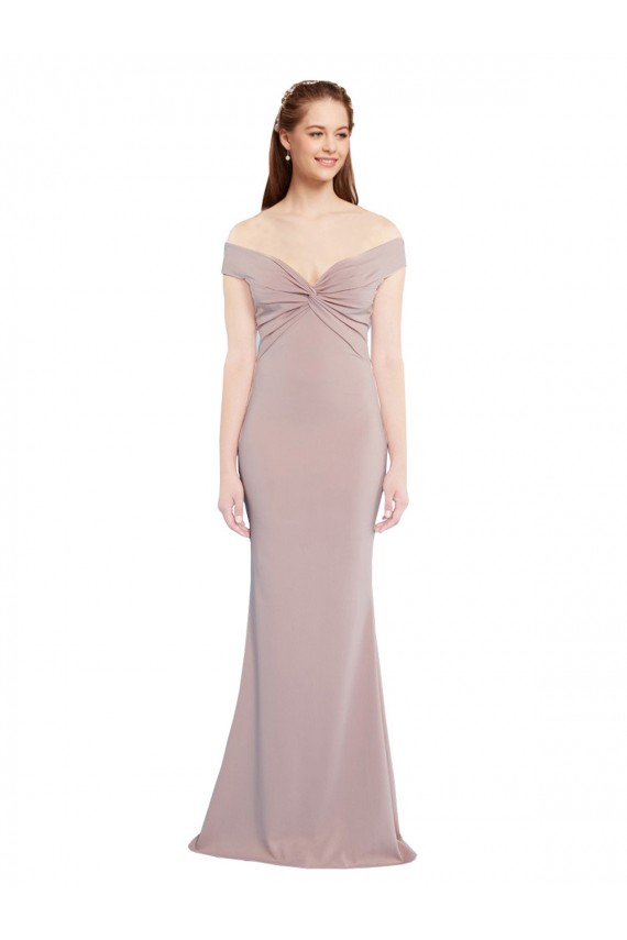 Buy Sleeveless Off the Shoulder Keyhole Back Stretch Crepe Mermaid Formal Gowns UK