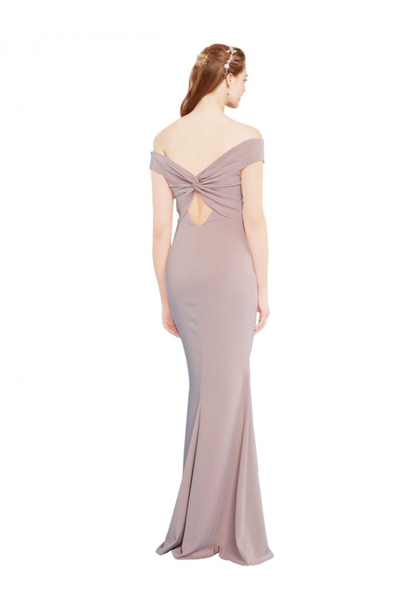 Buy Sleeveless Off the Shoulder Keyhole Back Stretch Crepe Mermaid Formal Gowns UK