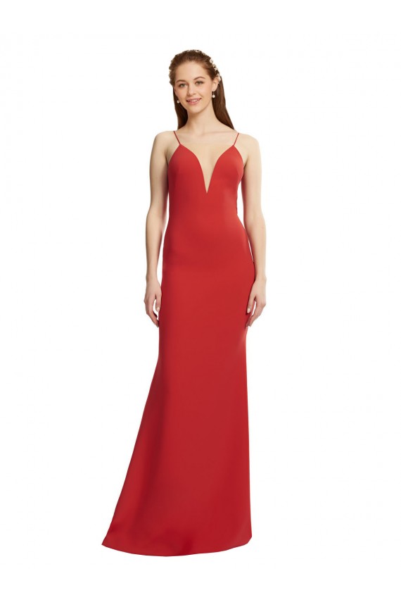 Buy Sleeveless Spaghetti Straps Open Back Stretch Crepe Mermaid Formal Dress UK