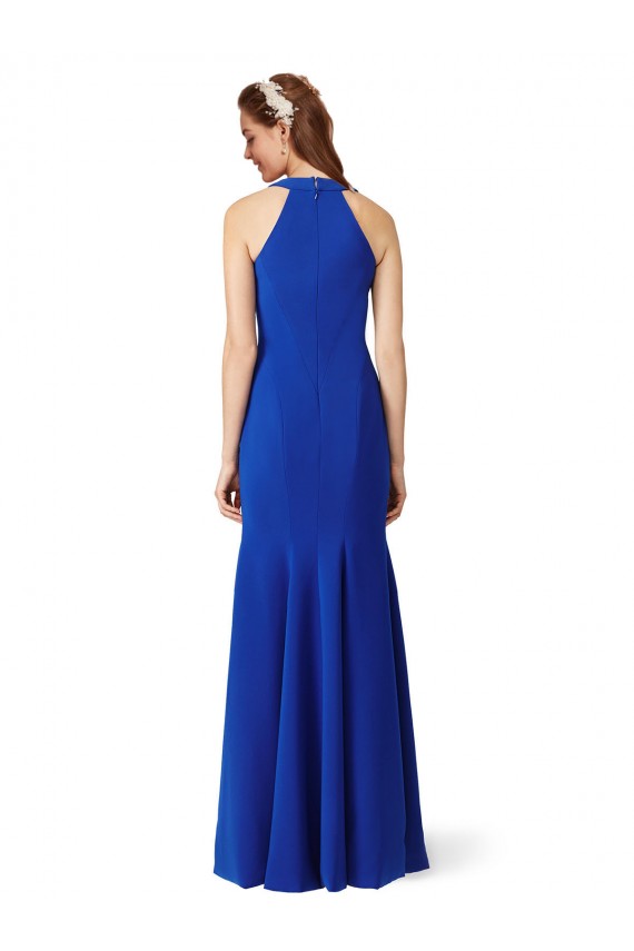 Buy Sleeveless Royal Blue V-Neck Stretch Crepe Mermaid Formal Dress UK