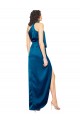 Buy Sleeveless Halter Neck Silky Satin Sheath Formal Dress UK