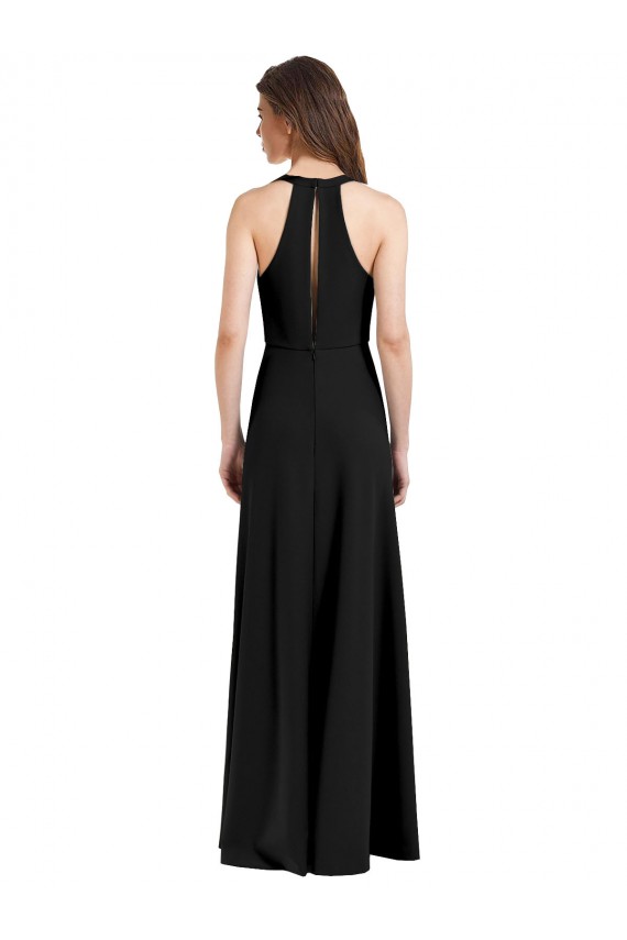 Buy Sleeveless Halter Neck Stretch Crepe Sheath Formal Dress UK