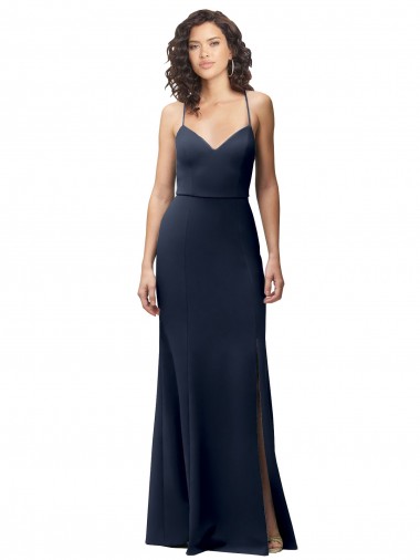 Buy Sleeveless Spaghetti Straps Criss Cross Back Stretch Crepe Sheath Formal Dress UK