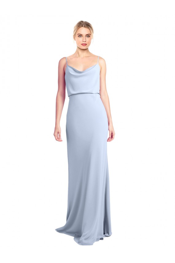 Buy Sleeveless Cowl Neck V-Back Stretch Crepe Sheath Formal Dress UK