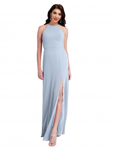Buy Sleeveless Halter Neck Criss Cross Open Back Stretch Crepe Sheath Formal Dress UK