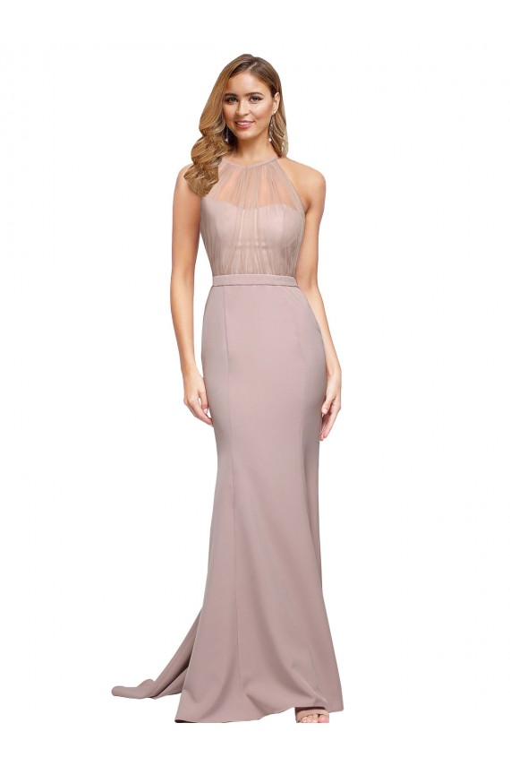 Buy Sleeveless Dusty Pink Sweetheart Stretch Crepe Sheath Formal Dress UK