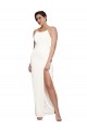 Buy Sleeveless Ivory Halter Neck Low Back Stretch Satin Sheath Formal Dress UK