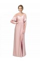 Buy Cold Shoulder Off the Shoulder Low Back Silky Satin Sheath Formal Dress UK