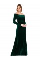 Buy Long Sleeves Off the Shoulder Stretch Velvet Sheath Formal Dress UK