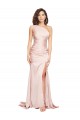 Buy Sleeveless One Shoulder Silky Satin Sheath Black Tie Formal Dress UK