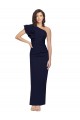 Buy Sleeveless Dark Navy One Shoulder Stretch Crepe Sheath Formal Gowns UK