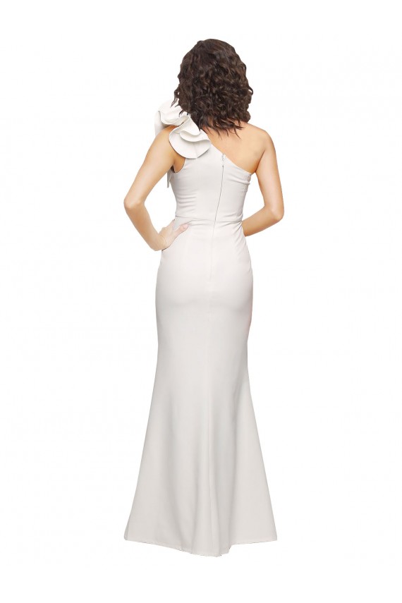 Buy Sleeveless Ivory One Shoulder Stretch Crepe Sheath Formal Dress UK