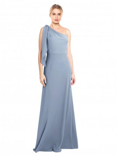 Buy Flutter Sleeves One Shoulder Stretch Crepe Sheath Formal Dress UK