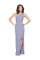Buy Sleeveless Smoke Blue One Shoulder Stretch Crepe Sheath Formal Dress UK