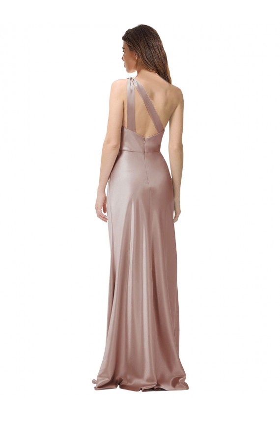 Buy Sleeveless One Shoulder Open Back Stretch Satin Sheath Formal Dress UK