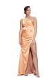 Buy Sleeveless One Shoulder Criss Cross Open Back Stretch Satin Sheath Formal Dress UK