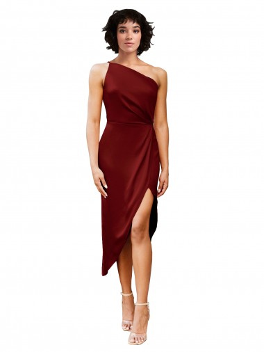 Buy Sleeveless One Shoulder Stretch Satin Sheath Black Tie Formal Dress UK