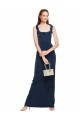Buy Sleeveless Dark Navy Scoop Neck Low Back Stretch Crepe Sheath Formal Dress UK