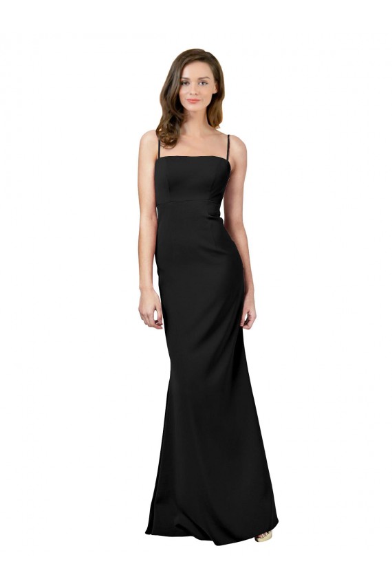 Buy Sleeveless Spaghetti Straps Open Back Stretch Crepe Sheath Formal Dress UK