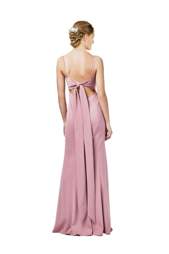 Buy Sleeveless Spaghetti Straps Open Back Stretch Crepe Sheath Formal Dress UK