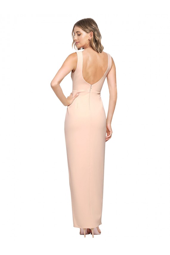 Buy Sleeveless Square Neck Stretch Crepe Sheath Formal Dress UK